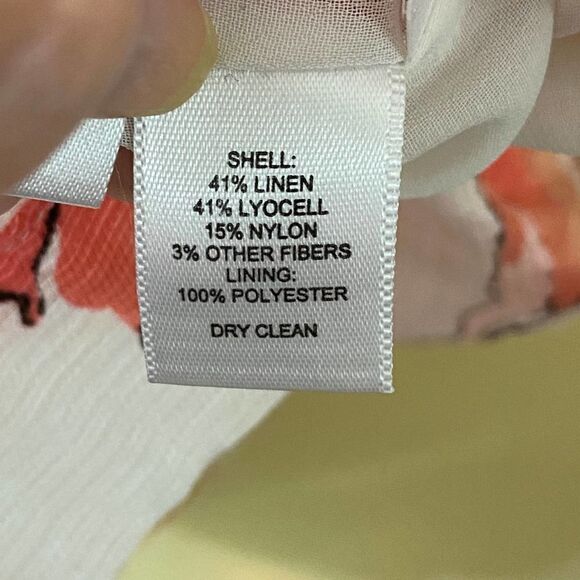 Ann Taylor Loft Linen Watercolor Hibiscus Floral Dress Size 10 - Picture 8 of 9